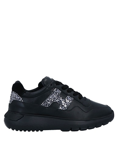 HOGAN Sneakers Black Leather, Textile fibres