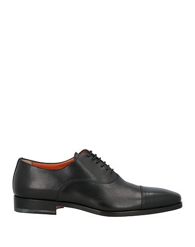 SANTONI Laced shoes Black Leather