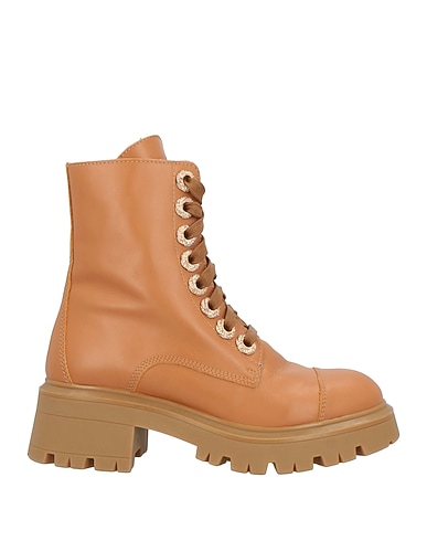 STOKTON Полусапоги и высокие ботинки Жёлто-коричневый Телячья кожа