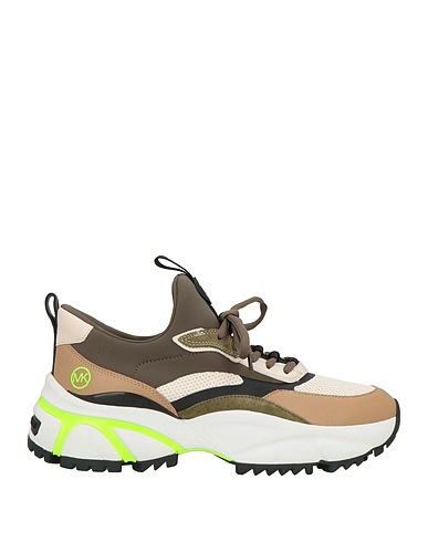 MICHAEL KORS MENS Sneakers Military green Leather, Textile fibres