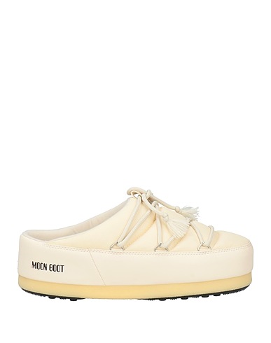 MOON BOOT Mules and clogs Ivory Textile fibres, Synthetisches Material