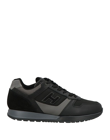 HOGAN Sneakers Black Leather, Textile fibres