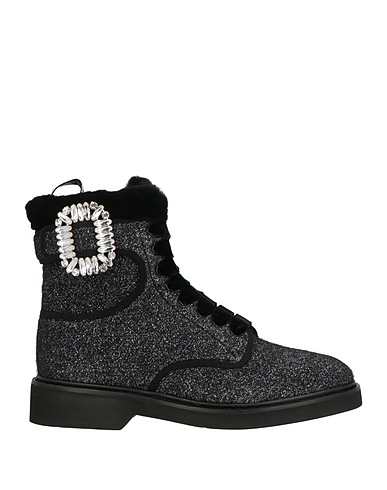 ROGER VIVIER Stiefelette Schwarz Gewebefasern, Schaffell