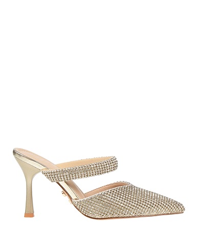 TWENTY FOUR HAITCH Mule e zoccoli Oro Fibre tessili, Materiale sintetico