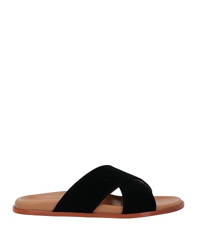 LANAPO CINQUE TERRE Sandals Black Leather, Textile fibres