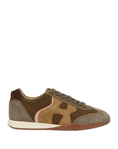 HOGAN Sneakers Military green Leather, Textile fibres