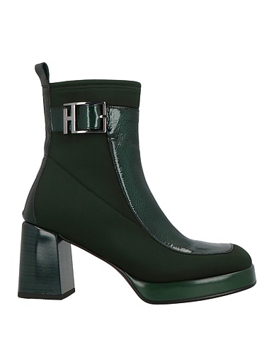 HISPANITAS Ankle boot Dark green Leather, Textile fibres