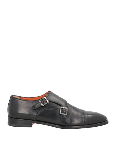 SANTONI Loafers Black Leather