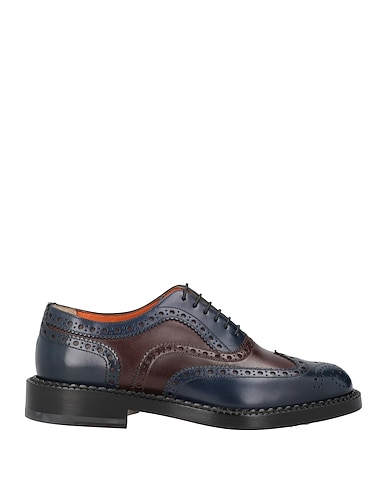 SANTONI Laced shoes BLU NAVY Leather