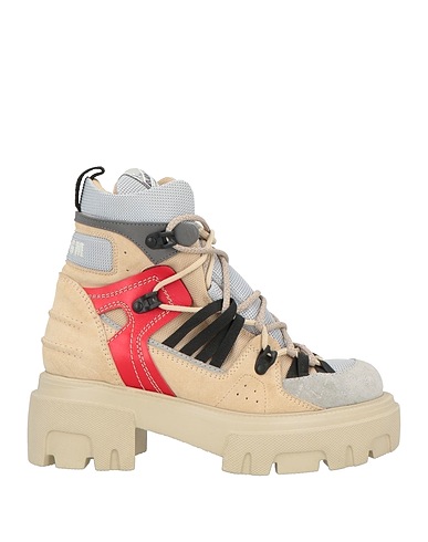 MSGM Ankle boot Beige Leather, Textile fibers