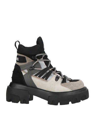 MSGM Ankle boot Grey Leather, Textile fibers