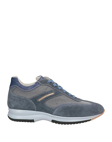 CRISTIANO GUALTIERI Sneakers Slate blue Leather, Textile fibers
