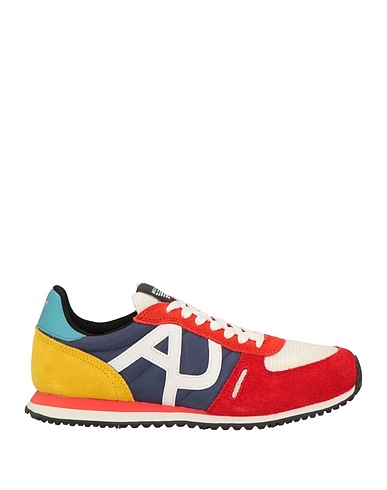 ARMANI JEANS Sneakers Red Leather, Textile fibers