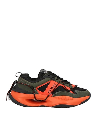 BIKKEMBERGS Sneakers Military green Leather, Textile fibres, Synthetisches Material
