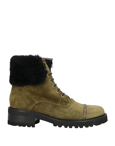 MALONE SOULIERS Ankle boot Military green Leather, Shearling