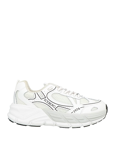 ICEBERG Sneakers White Leather, Textile fibres