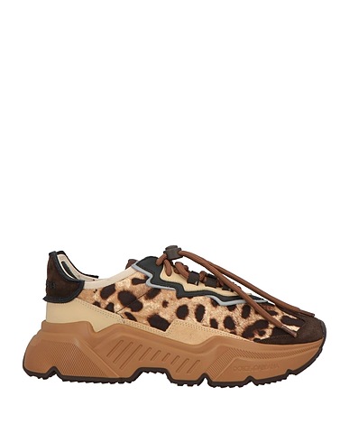 DOLCE&GABBANA Sneakers Brown Leather, Textile fibers