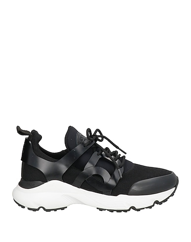 TOD'S Sneakers Black Leather, Textile fibres