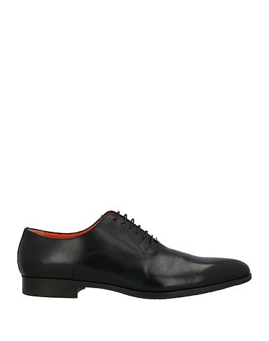 SANTONI Laced shoes Black Leather