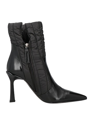 FABI Ankle boot Black Leather, Textile fibres