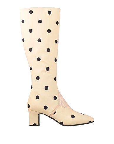 VALENTINO GARAVANI Boots Ivory Leather, Textile fibers