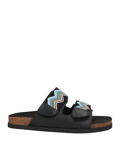 MISSONI Sandals Black Textile fibres, Leather, Rubber