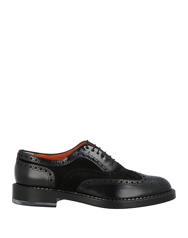 SANTONI Laced shoes Black Leather