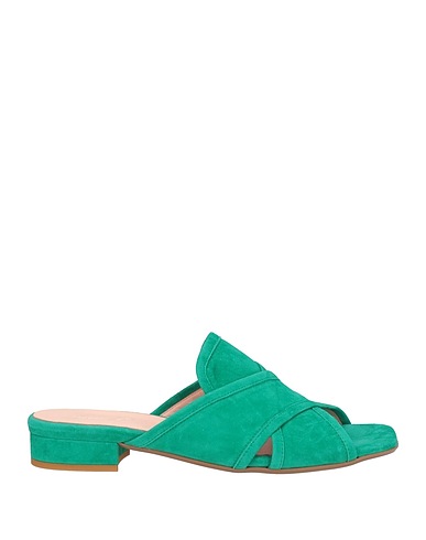 ANNA F. Sandals Green Leather