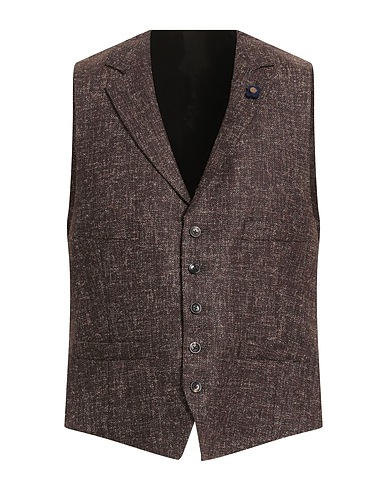 LARDINI Waistcoat Chocolate brown 69% Wool, 23% Polyamide, 5% Viscose, 3% Abaca
