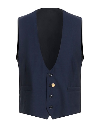 LARDINI Waistcoat Midnight blue 97% Wool, 3% Elastane