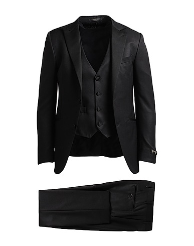 CORNELIANI Suits Black 75% Super 130s Wool, 25% Silk