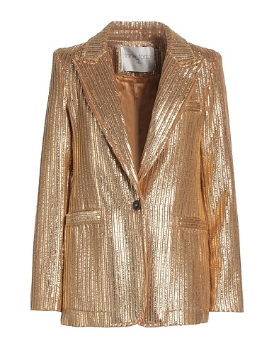 FORTE_FORTE Blazer Gold 92% Polyester, 8% Elastane, Polyurethane