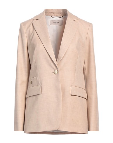 AGNONA Blazer Beige 100% Wool, Metal