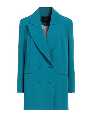 VALERIA MAZZA Blazer Deep teal 62% Polyester, 33% Viscose, 3% Elastane, 1% Metallic fiber, 1% Polyamide