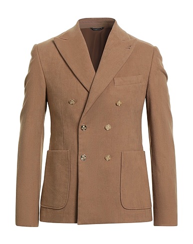 DANIELE ALESSANDRINI Blazer Camel 46% Cotton, 39% Polyester, 14% Viscose, 1% Elastane