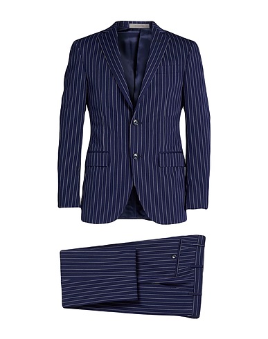 CORNELIANI Suits Navy blue 55% Cotton, 24% Linen, 21% Virgin Wool