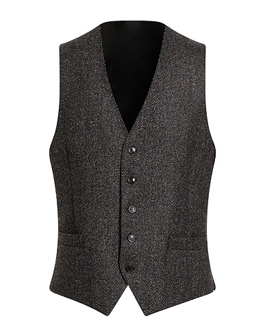 LUIGI BIANCHI Mantova Waistcoat Dark brown 86% Wool, 14% Polyester