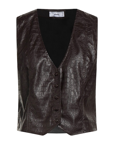 JIJIL Waistcoat Dark brown 100% Polyester, Polyurethane coated