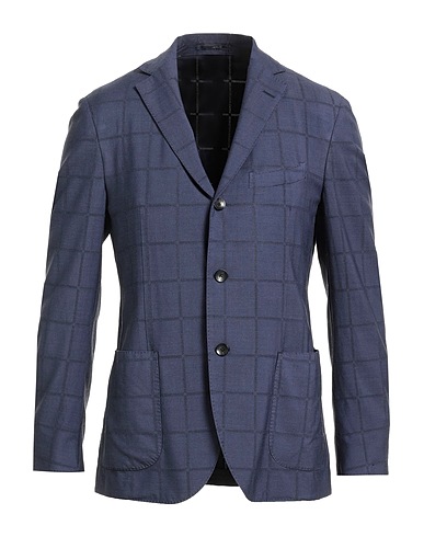 LARDINI Blazer Navy blue 92% Wool, 7% Silk, 1% Elastane