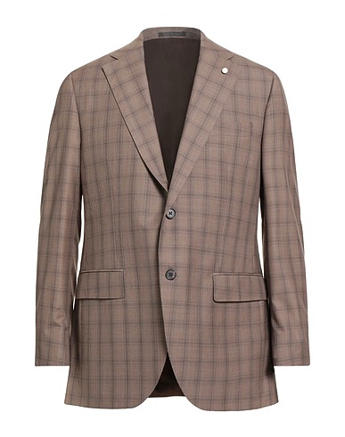 LUIGI BIANCHI Mantova Blazer Light brown 85% Wool, 15% Silk