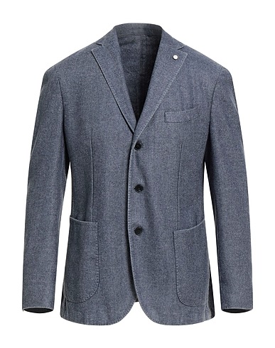 LUIGI BIANCHI Mantova Blazer Slate blue 55% Wool, 45% Polyester