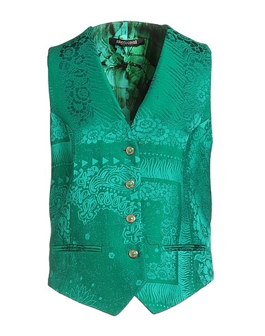ROBERTO CAVALLI Waistcoat Emerald green 50% Cotton, 50% Viscose