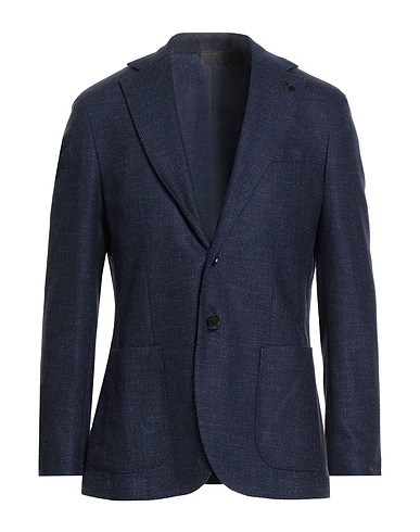 PAOLONI Blazer Navy blue 52% Virgin Wool, 20% Silk, 14% Synthetic fibers, 12% Cotton, 2% Cashmere