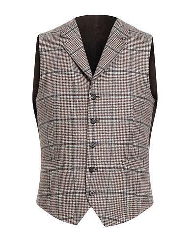 ISAIA Suit vest Dark brown 100% Wool, Cupro