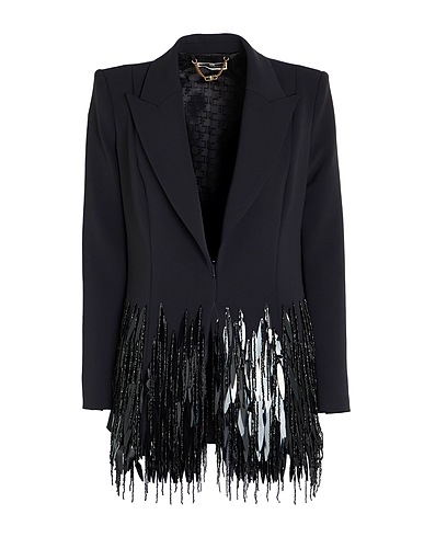 ELISABETTA FRANCHI Blazer Black 96% Polyester, 4% Elastane, Glass, Plastic