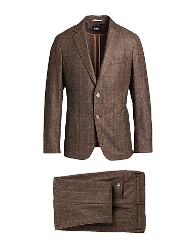 BOSS Suits Dark brown 100% Virgin Wool