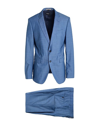 BOSS Suits Slate blue 82% Virgin Wool, 16% Silk, 2% Elastane