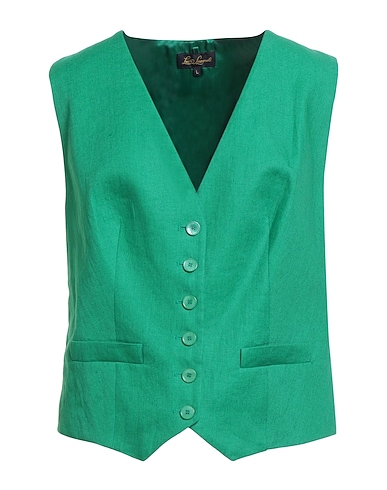 LUISA SPAGNOLI Waistcoat Green 100% Linen, Viscose