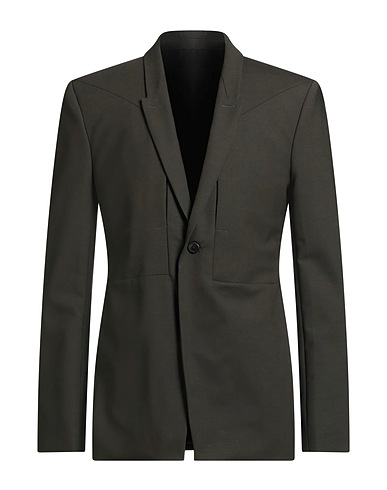 RICK OWENS Blazer Military green 96% Virgin Wool, 4% Elastane, Buffalo Horn