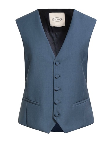 TOD'S Waistcoat Navy blue 100% Virgin Wool, Viscose, Elastane